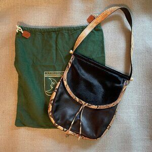 Barry Kieselstein-Cord Lizard, Pony Hair and Leather Black Shoulder Handbag